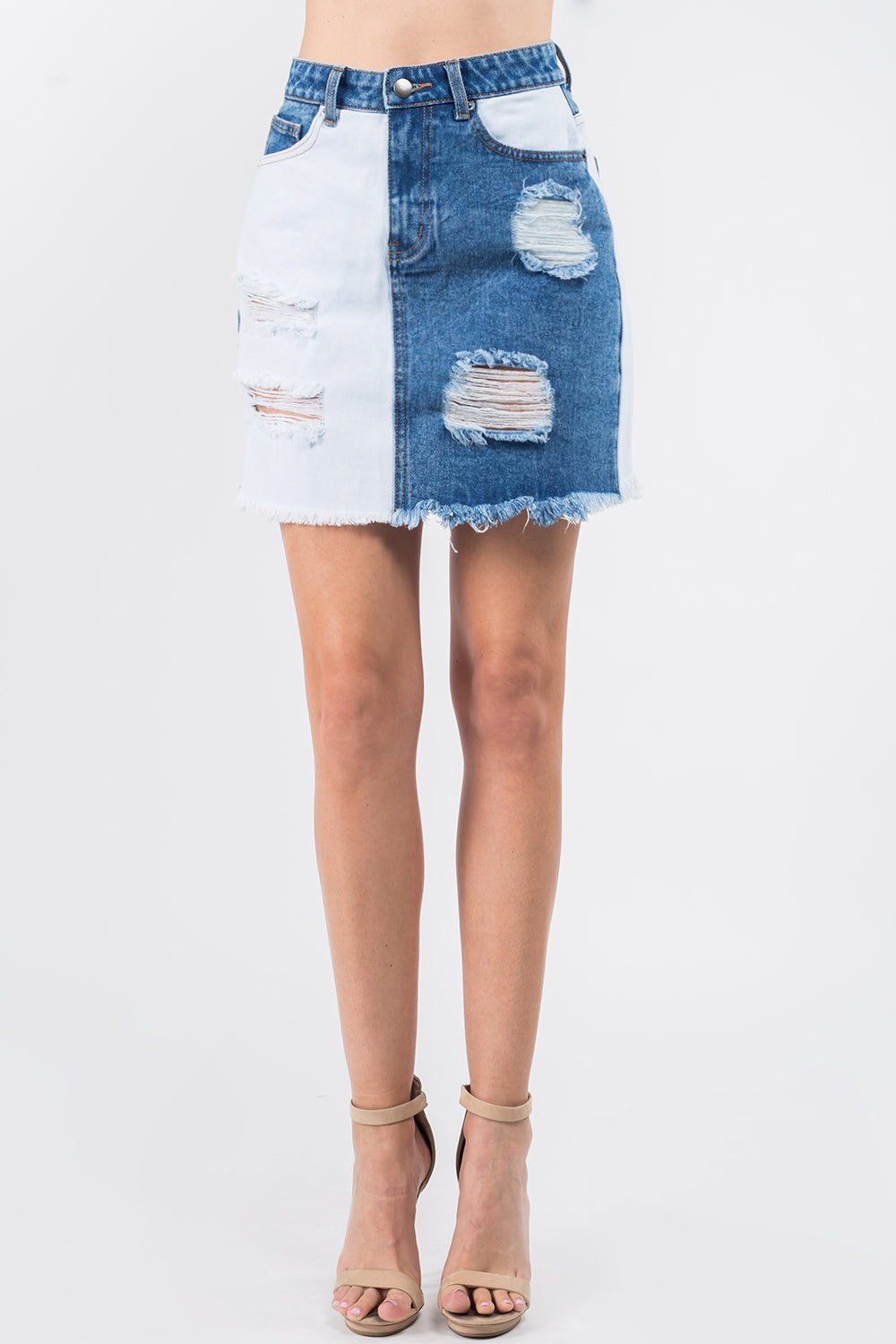 American Bazi Patched Distressed Skirts